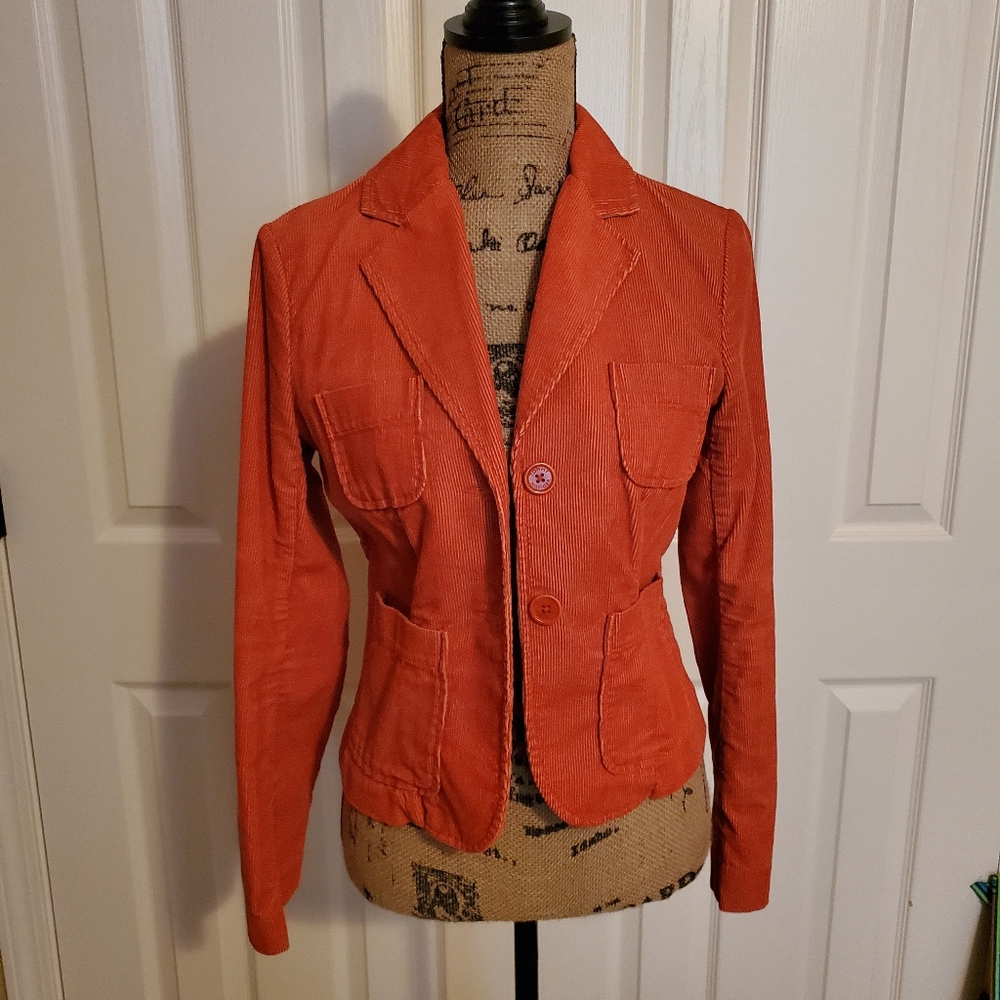 Tommy Hilfiger Small Orange Corduroy Jacket Blazer